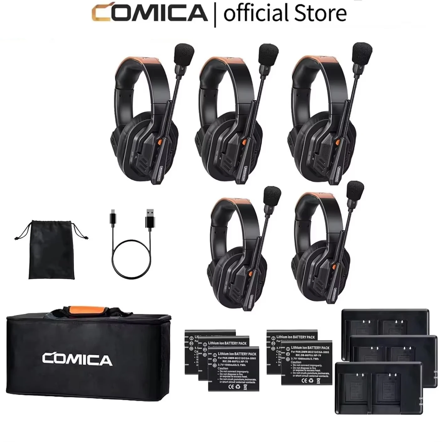 Image of COMICA Seekcom S1 2,4GHz Kabelloses Intercom-Headset-System mit AI/ENC Geräuschunterdrückung, 500M Reichweite, Talkback-Kopfhörer für Gruppenkommunikation