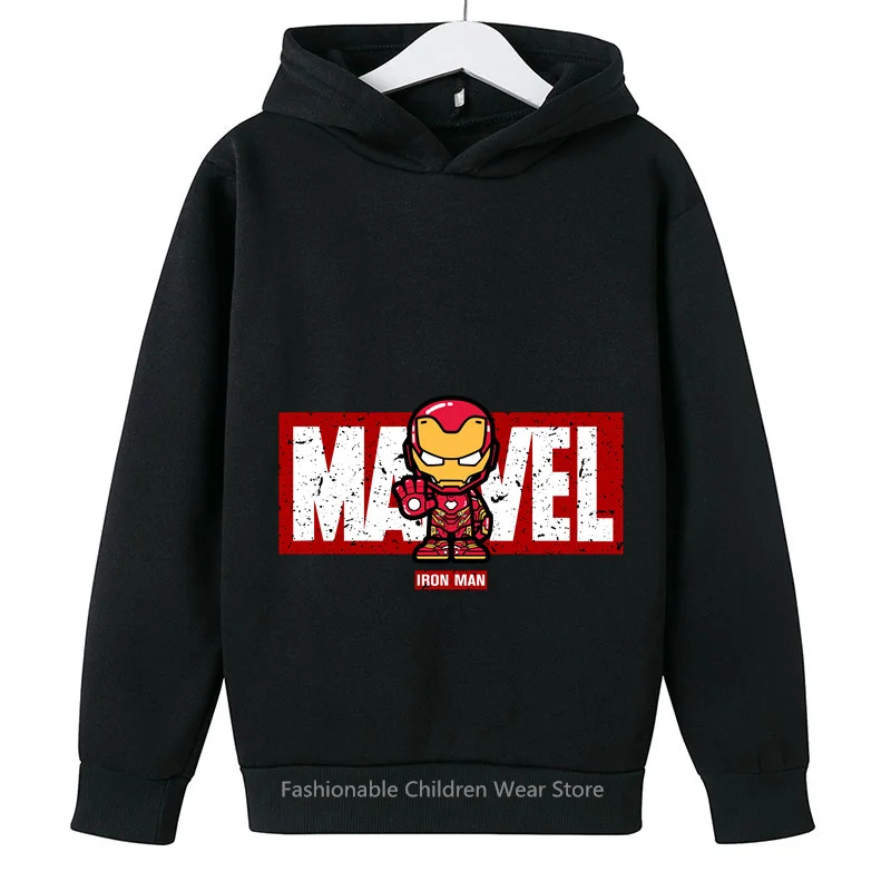 New Marvel Avengers Q-Edition Iron Man Cartoon Children\'s Hoodie with Hood - Fashionable & Cozy for Boys & Girls