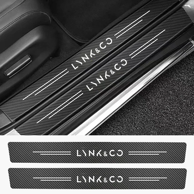 

4pcs Car Door Sill Protector Carbon Fiber Threshold Stickers For LYNK&CO 01 Phev 02 03+ 05 06 09 PHEV 09 MHEV