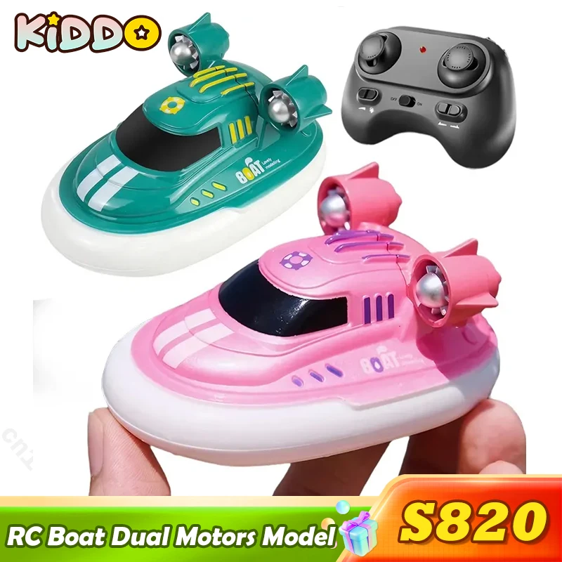 S820 RC Boat Wireless Speedboat 2.4G 1/32 Powerful Dual Motors Electric Remote Control Model Electric Toys for Kids Xmas Gift