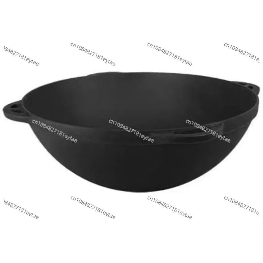 50-100L Cast Iron Kazan Pot Insulated Double Handle Wok Wide Flat Cooking Pot for Plov Outdoor Catering Cookware