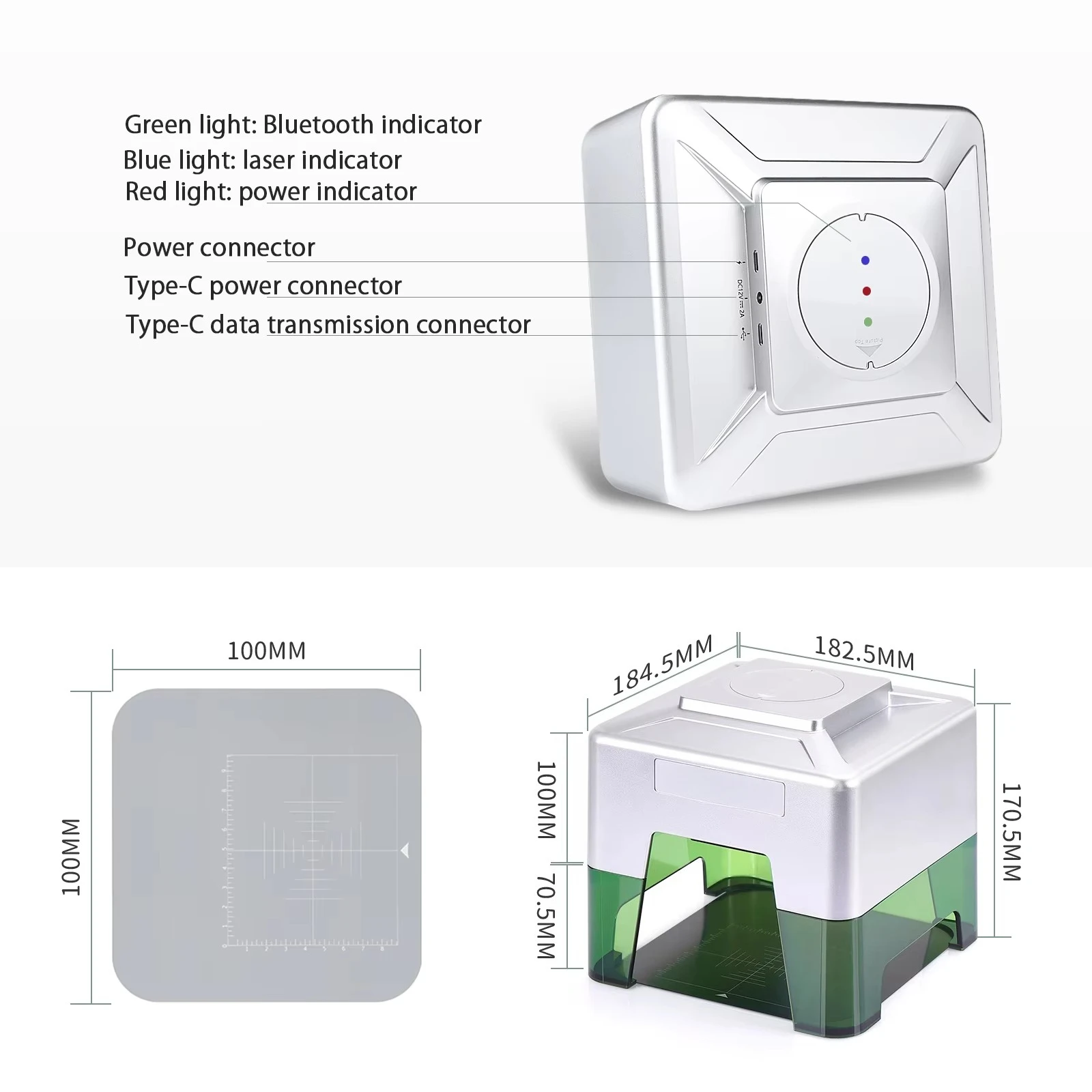 Mini DIY Laser Engraving Machine Home Use Portable Logo Printer Wood Cutter DXF PLT 3D Feature AI Control Diode Laser