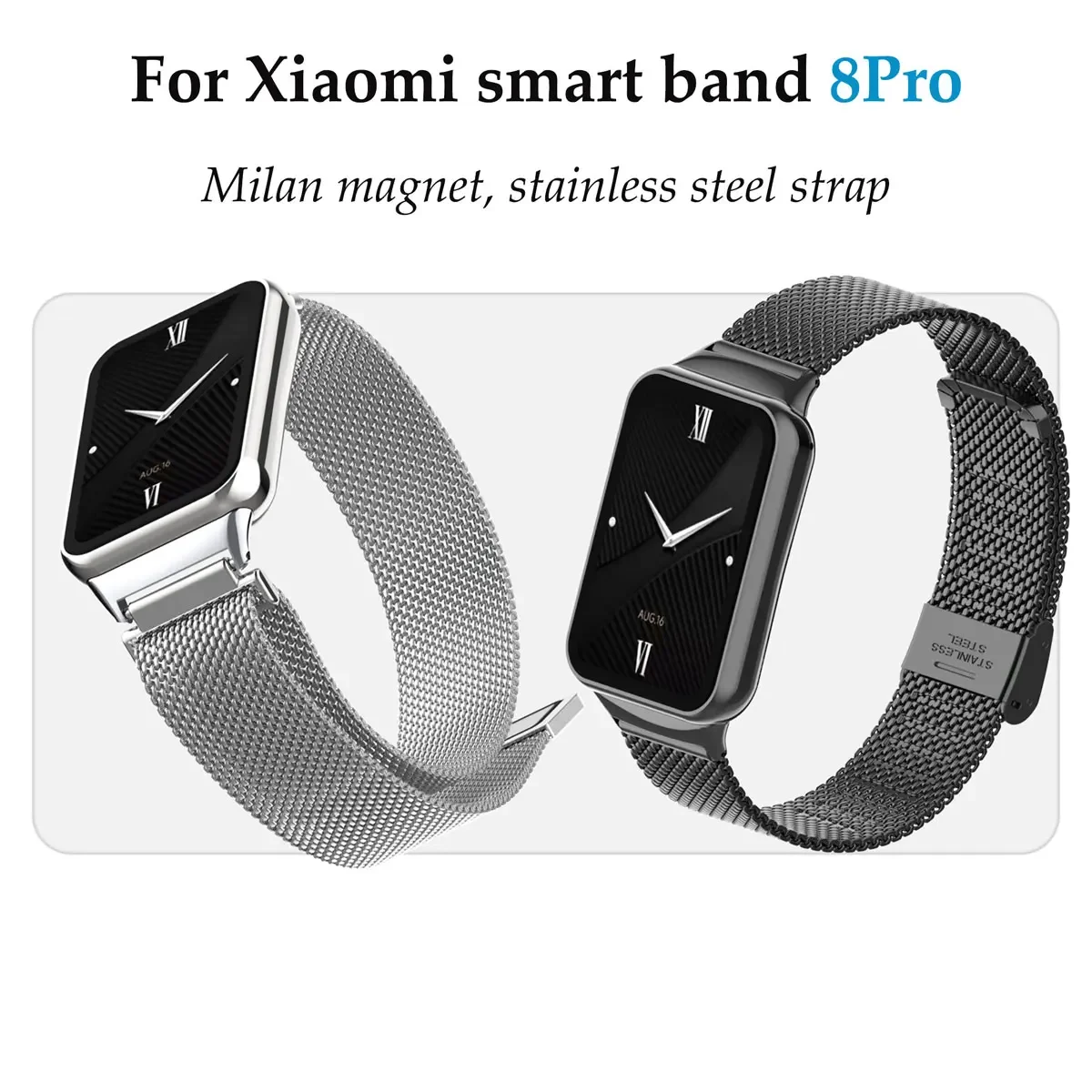 Milanese Suitable for Xiaomi band 8 pro stainless steel buckle, Milan magnetic strap for Xiaomi Band 8pro replacement strap