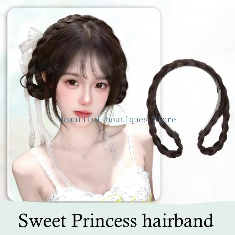 

U4LF Braided Design Hairband With Rabbit Ears Detail Secure Hairpiece For School Party Sports Activities