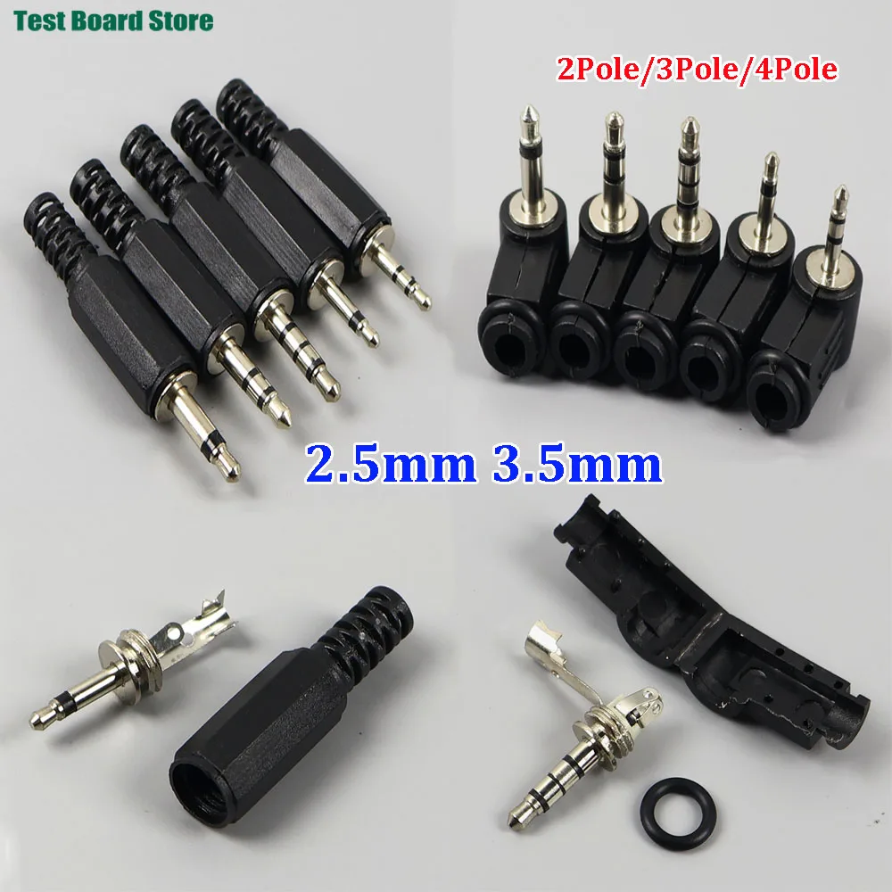 5/10/20pcs 3.5mm 2.5mm Audio Male Plug 3.5 /2.5Jack 2/3/4 Sections Connector for Microphone Headphone Audio Plug