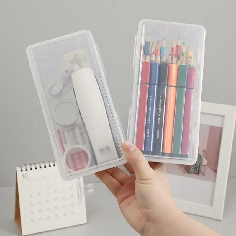 1PC Transparent Pencil Case Sketch Plastic Pencil Case Storage Case Art Student Pencil Case Large Capacity Toolbox