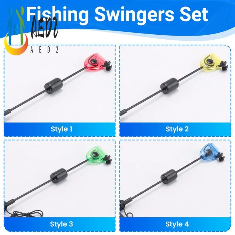 

AED2-4 шт., набор рыболовных свингеров, индикаторы сигнализации поклевки со светодиодной подсветкой, свингер, аксессуары для ловли карпа