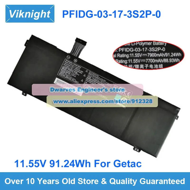 Genuine 11.55v 7900mah 91.24Wh Li-Polymer Battery PFIDG-03-17-3S2P-0 For Getac BATRPFIDG3-6102 PFIDG03173S2P0  3ICP5/65/81-2