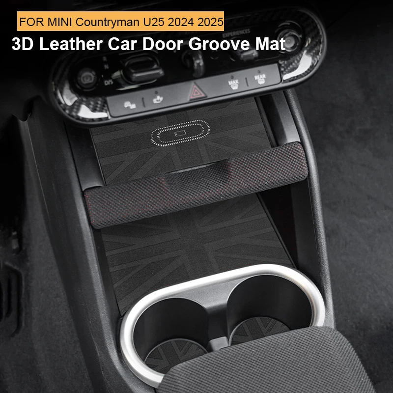 For Mini Countryman U25 2024 2025 3D Leather Anti-slip Gate Slot Mat Car Door Groove Cup Pad Interior Accessories 6pcs/18pcs