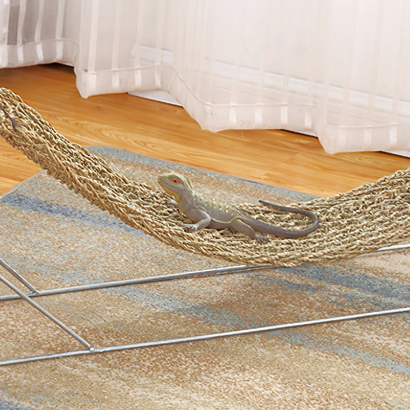 

Natural Lizard Hammock Bed Grass Fibers Hanging Cage Durable Comfortable Sleep Lounger Pet Reptile Enjoy Easy Clean Assemble