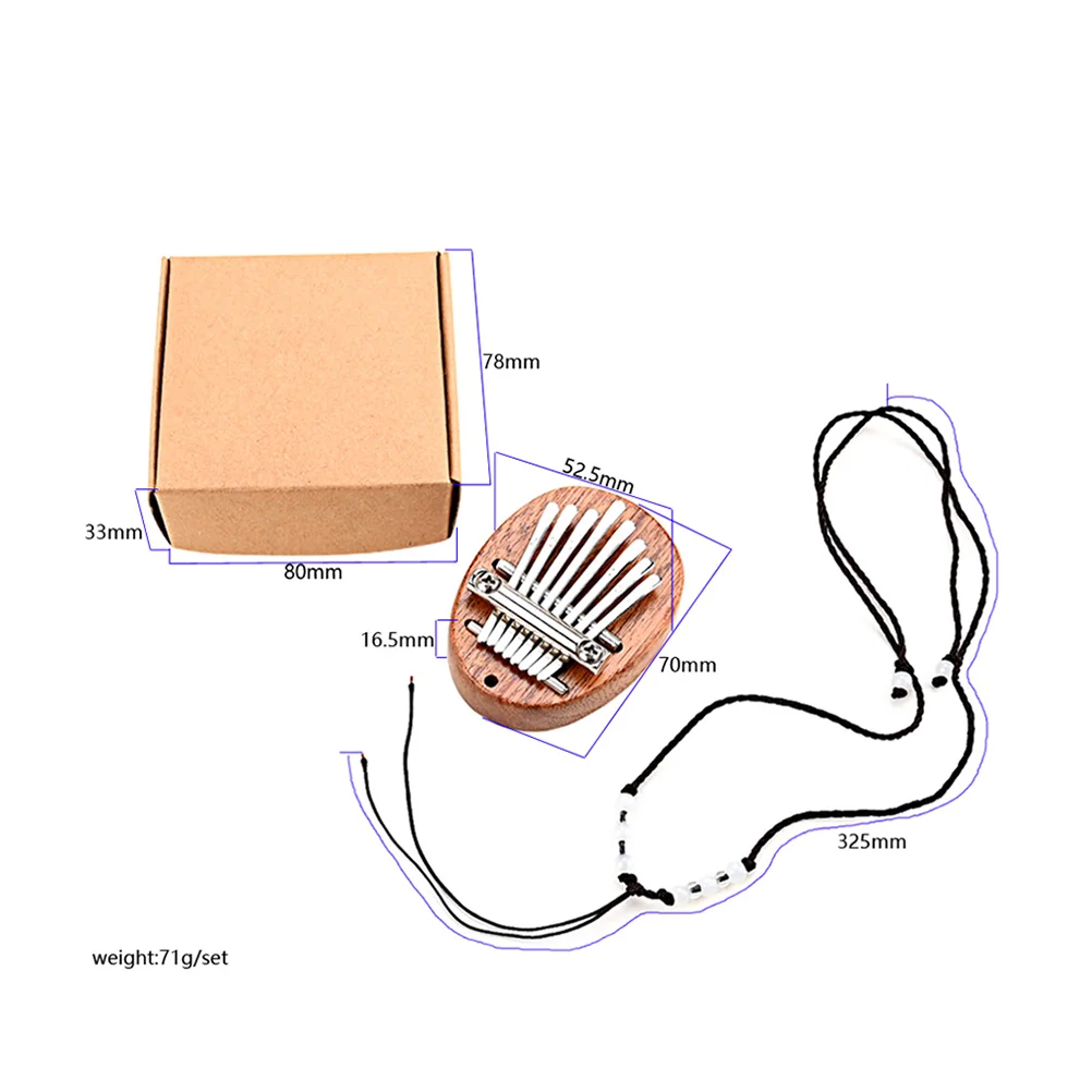 

8 Keys Kalimba Thumb Piano Lanyard Small Musical Instrument Durable Lightweight Portable Decor Finger Piano For
