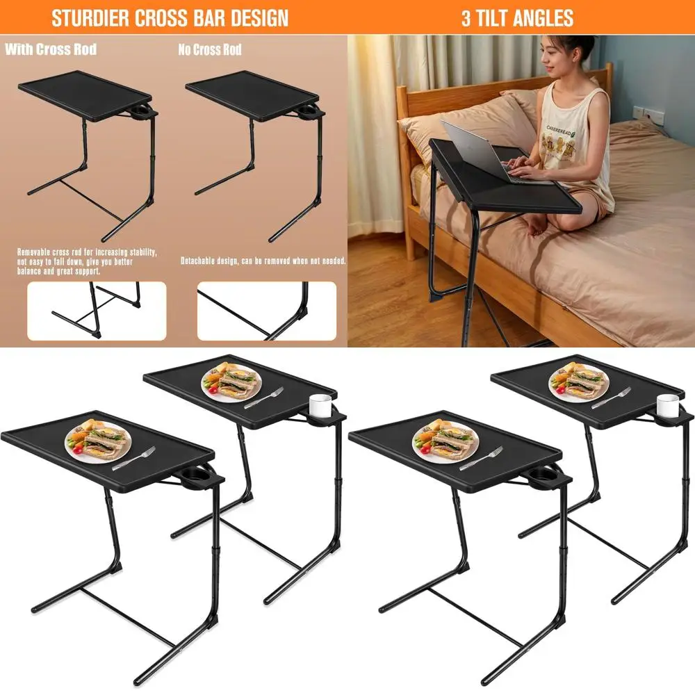 

Регулируемый по 3 углам наклона и 6 уровням высоты столик-поднос для телевизора, для дивана и кушетки, набор из 2 штук