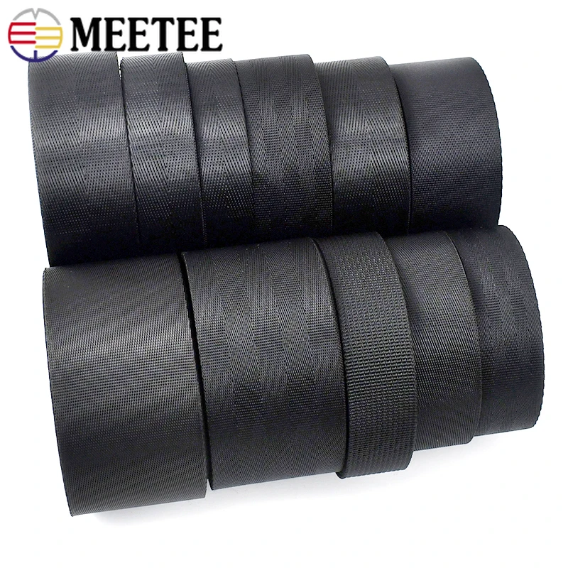 45Meters 20/25/32/38mm Black Webbing Tapes for Strap Nylon Ribbons Bag Belt Band Knapsack Bias Binding DIY Sewing Accessories