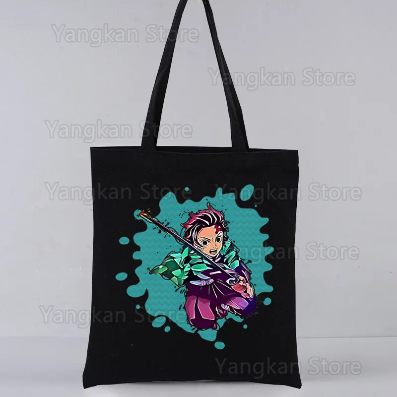 Nezuko Tanjirou Kamado Bags Canvas Tote Bag Printed Cartoon Reusable Cloth Bag Handbag Shoulder Bags Custom