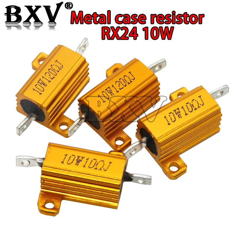 

1PCS RX24 10W Aluminum Power Metal Shell Case Wirewound Resistor 0.01 ~ 30K 1 2 3 5 6 8 10 20 100 150 200 300 500 1K 10K ohm