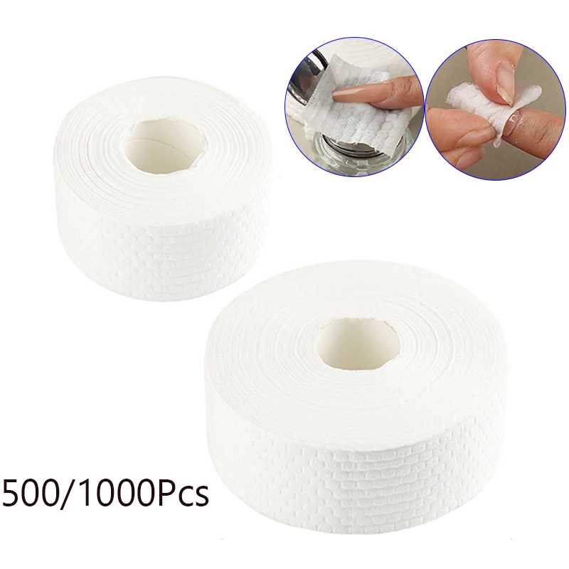 500/1000 قطعة لفة المهنية خالية من الوبر مسمار الفن هلام مزيل طلاء الأظافر لوحة قطن مسمار مسح مستحضرات التجميل تنظيف مسمار مسح القطن #1
