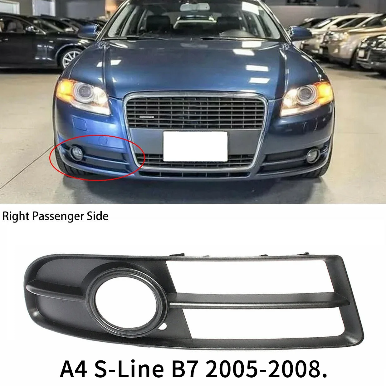 Front Bumper Grill Cover Fog Light For- A4 S-Line B7 2005-2008