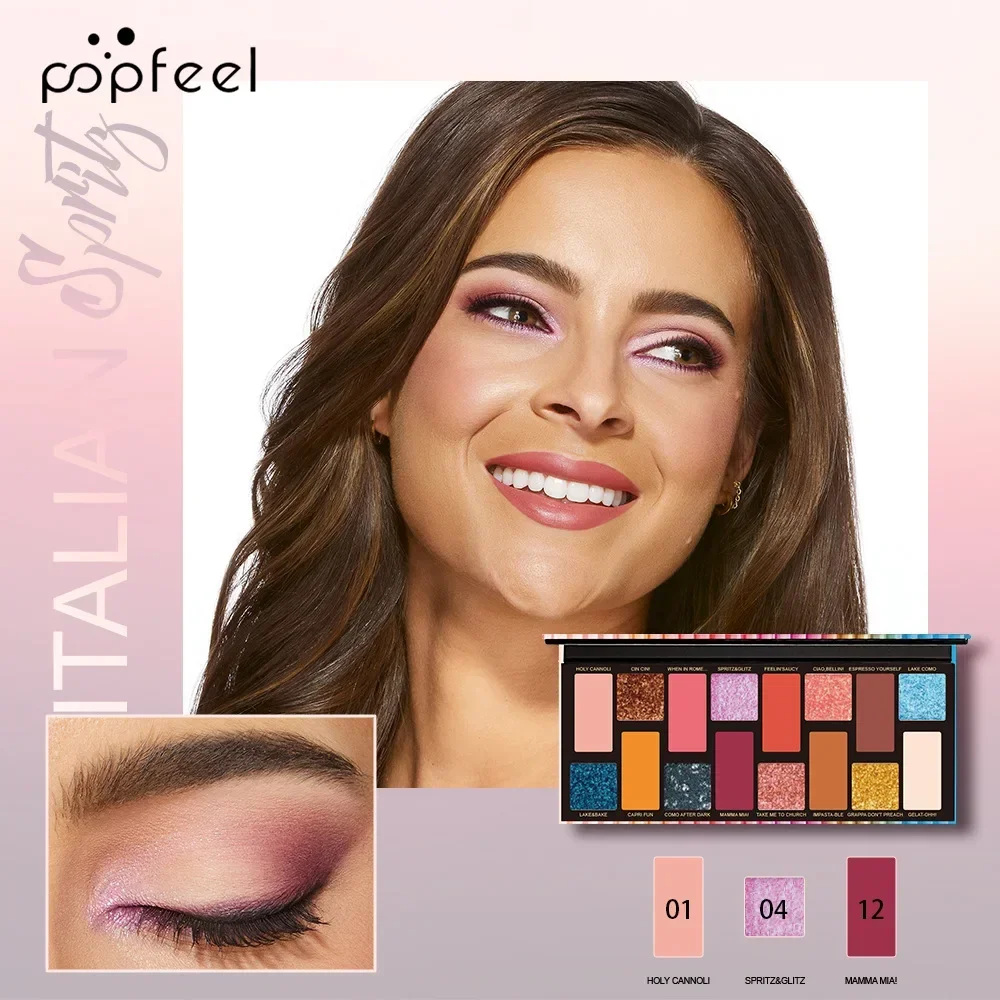 Popfeel-Palette de fards à barrage scintillants, maquillage Best-Knowing, palette de fards à barrage scintillants, pigment minorganisé, poudre scintillante, 16 couleurs, 256