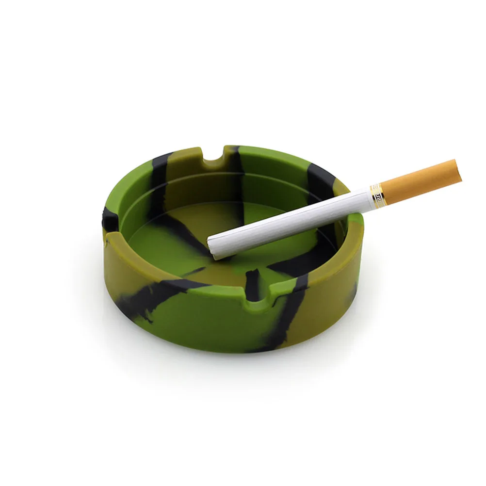 

Silicone Ashtray Heat Resistant Round Camouflage Outdoor Friendly Non Toxic Flexible Safe Living Bedroom Gift Smoker