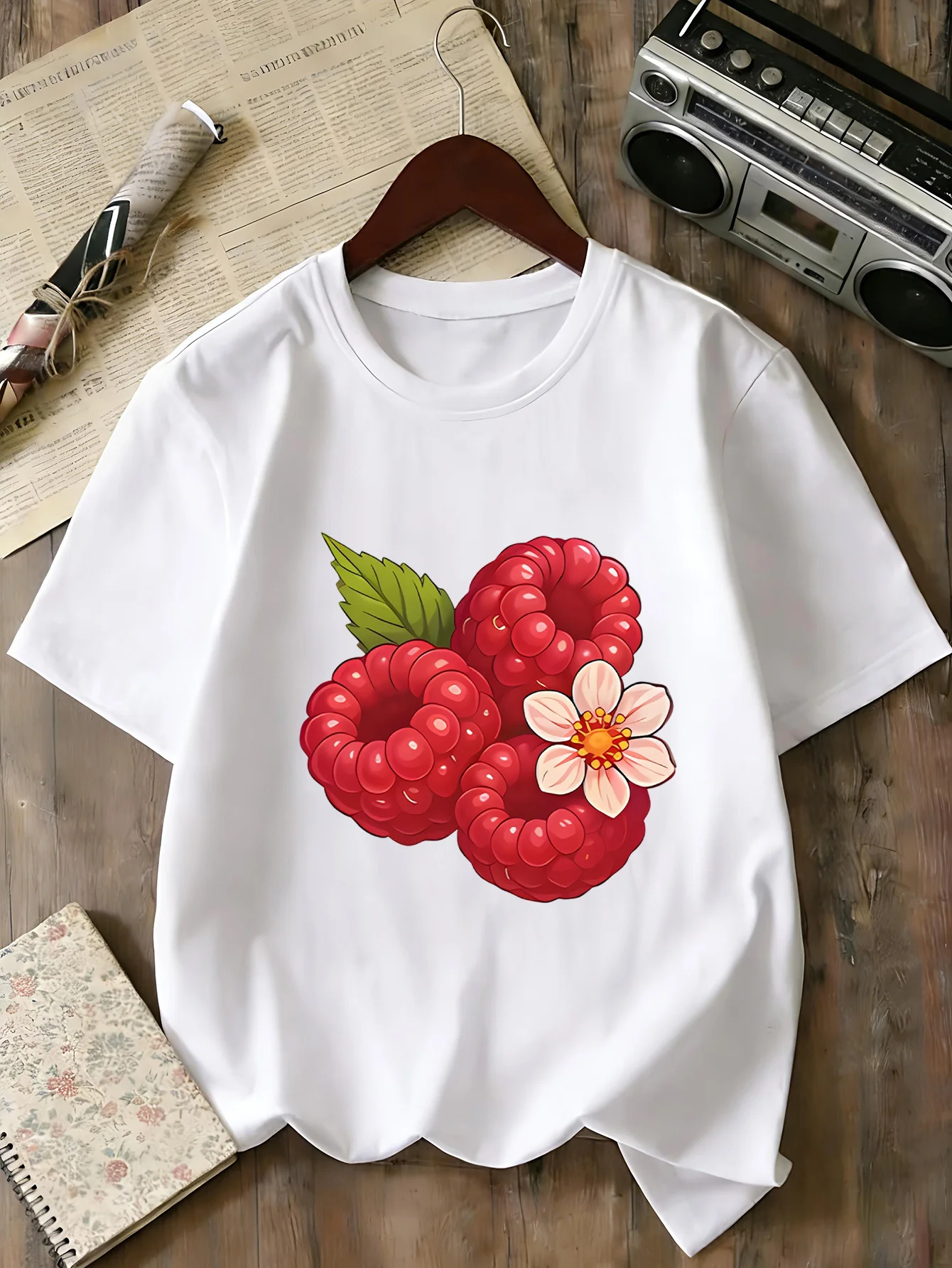 Raspberry Fruit Kids Tee Sweet Nature Graphic Print Boys Girls Family Matching Cotton Summer Short Sleeve Basic Children Tshirt
