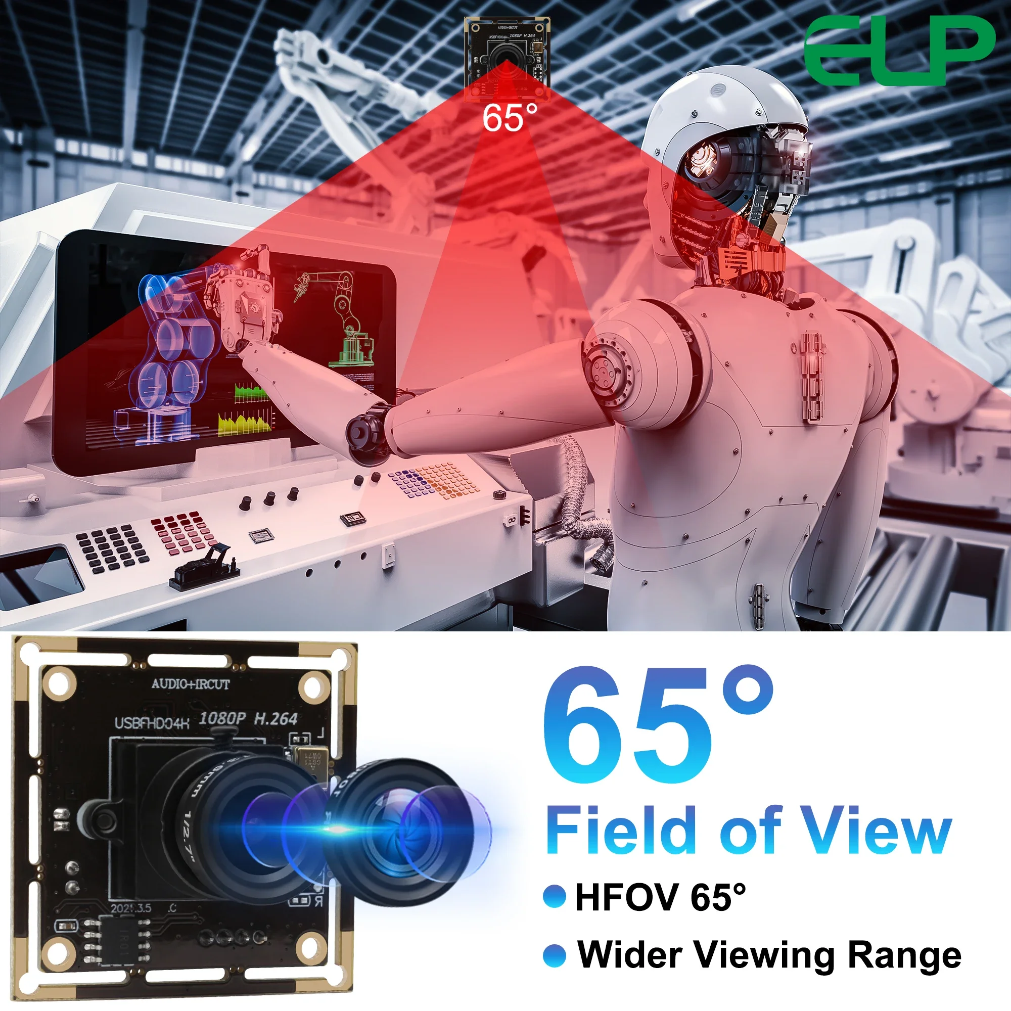 Modulo fotocamera USB ELP 2MP H.264 30fps 1080P Full HD CMOS AR0330 Mini webcam con microfono per sistema operativo Windows, Android, Linux, MAC