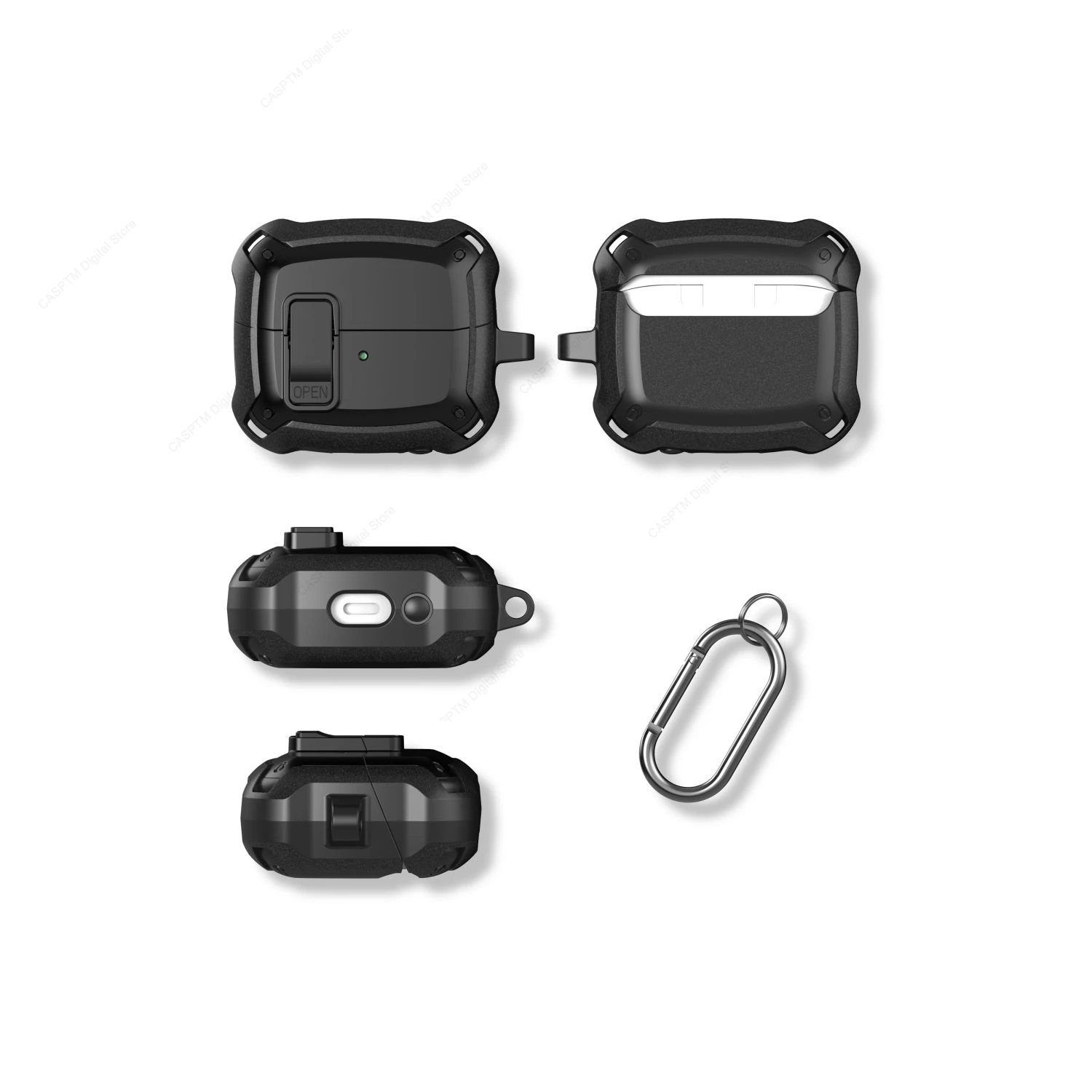 غطاء مقاوم للصدمات مع قفل أمان لسامسونج غالاكسي براعم ، جراب ، كم مع خطاف ، براعم 3 برو ، Buds3 Buzz ، Buds 3 Pro