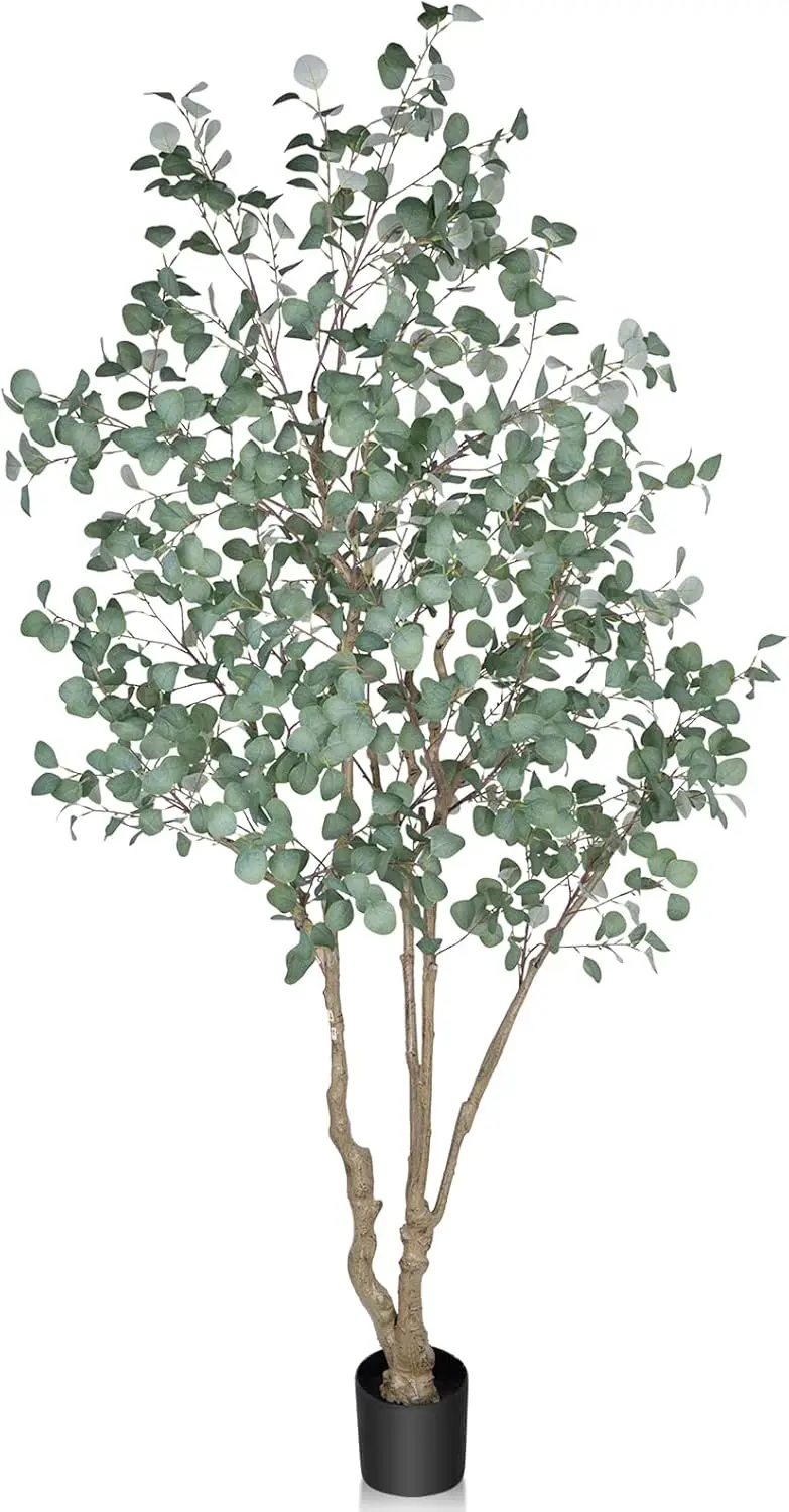 

Tall Faux Eucalyptus Plant with Pre-Potted Realistic Silk Leaves and Trunk, Fake Eucalyptus Tree for Office Living Room Bedroom