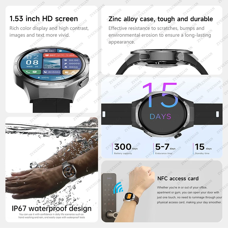 2024 nuevo reloj inteligente GPS para hombres GT5PRO 360*360 pantalla HD ritmo cardíaco IP68 impermeable oxígeno en sangre Smartwatch BT llamada NFC reloj 5 Pro