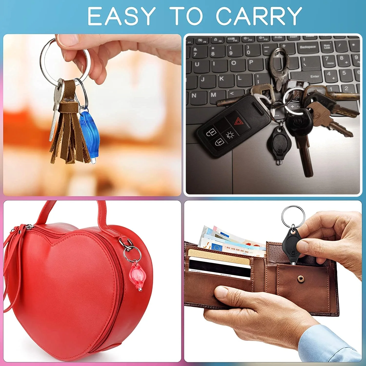 50/100pcs/Led Keychain light Mini Multicolored Cool Popular White Light Key chain backpack Stairs Emergency Lighting Flashlight