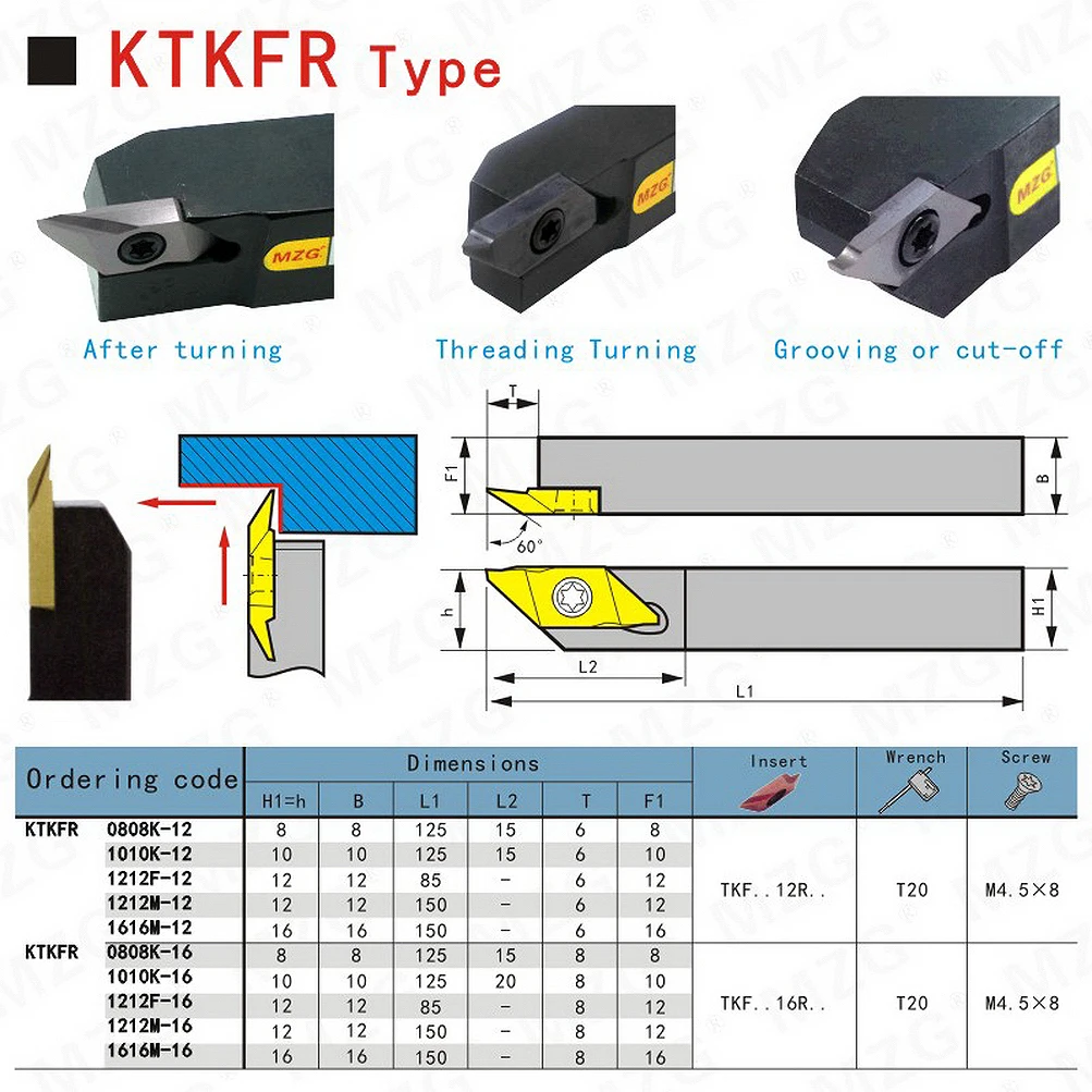 MZG KTKFR KTKFR1010 1212 1616 2020 SmallParts Processing CNC Turning Bars External Plated Tool Grooving Cutting Metal Parting