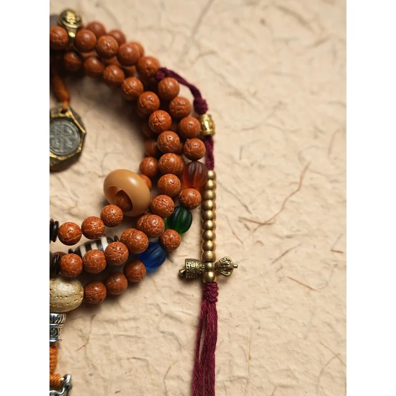 

Original Design Toothless Small Rudraksha Buddhist Prayer Mala Beads 108 Tibetan Necklace Bracelet Handmade Craft Art Spiritual
