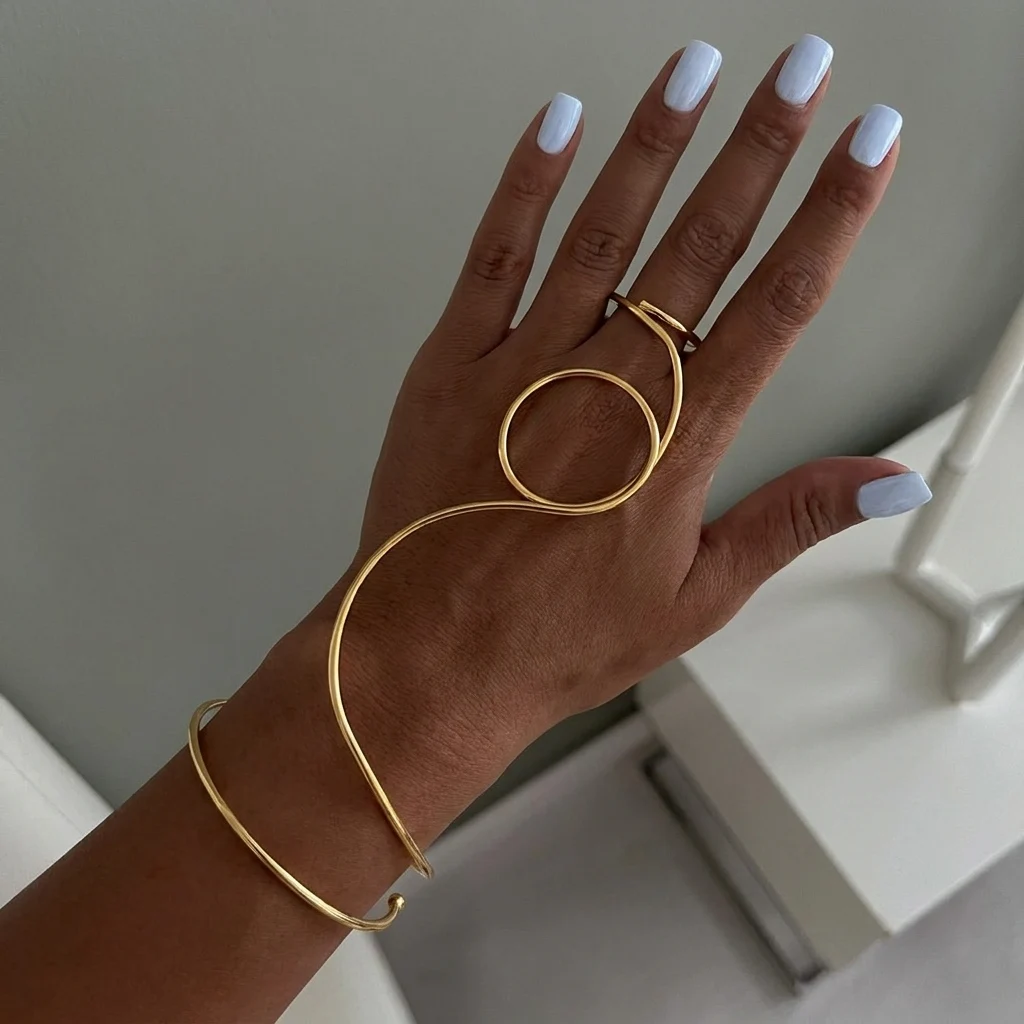 Minimalist Thin Line Stainless Steel Open Bangle for Women Niche Geometric Shape Adjustable Bangle Daily Party Jewelry Gift