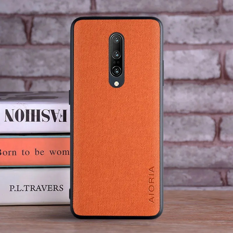 Textile Leather Case for Oneplus 7 Pro soft TPU with back hard PC material camera protection design cover