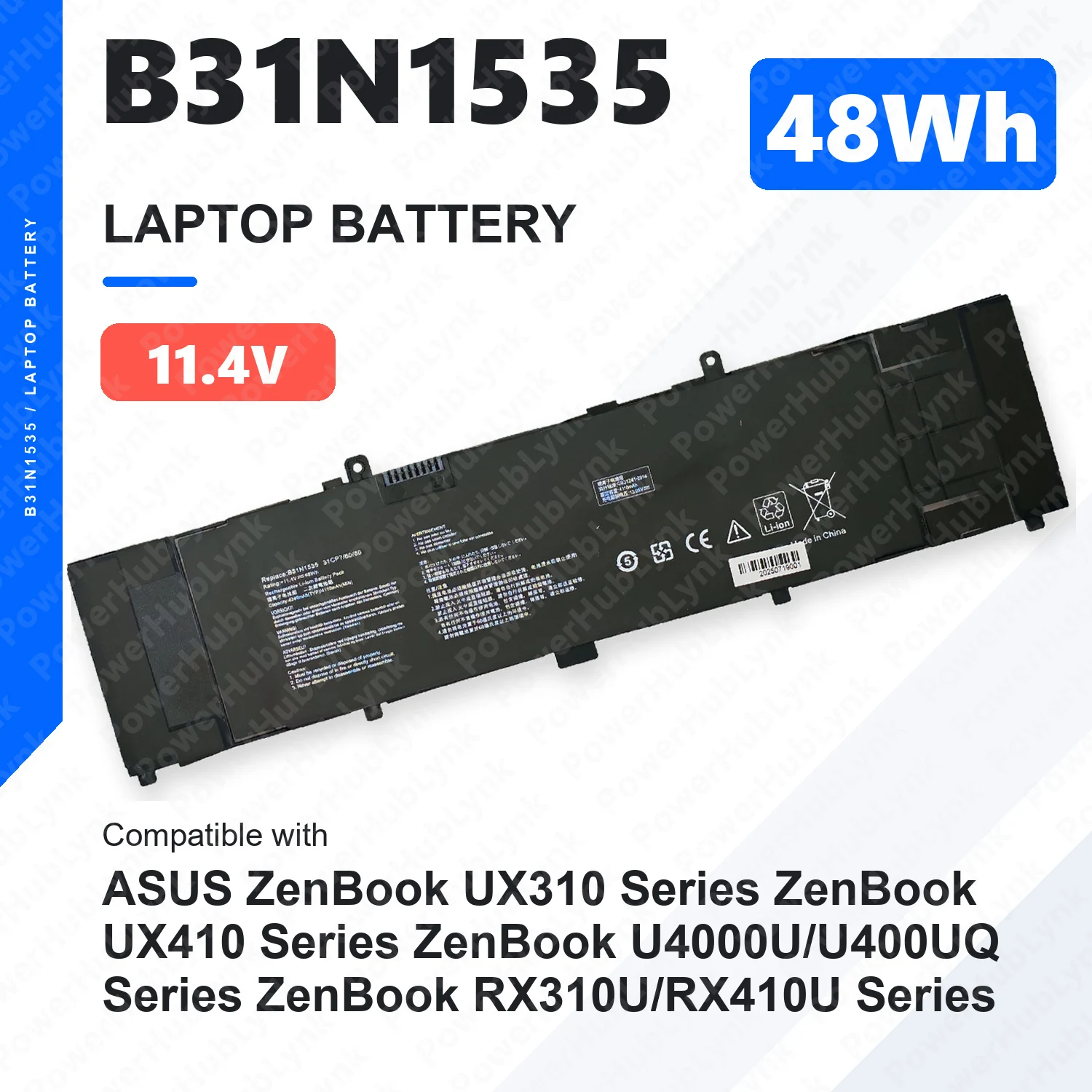 B31N1535 11.4V 48Wh Laptop Battery For ASUS ZenBook UX310 UX410 U4000U RX310U RX410U