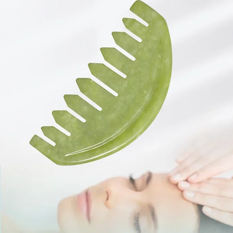 

New Jade Meridian Massage Comb Wide-Tooth Comb Head Scalp Massage Brush Gua Sha Massager Guasha Scraping Body Massage Hair Care