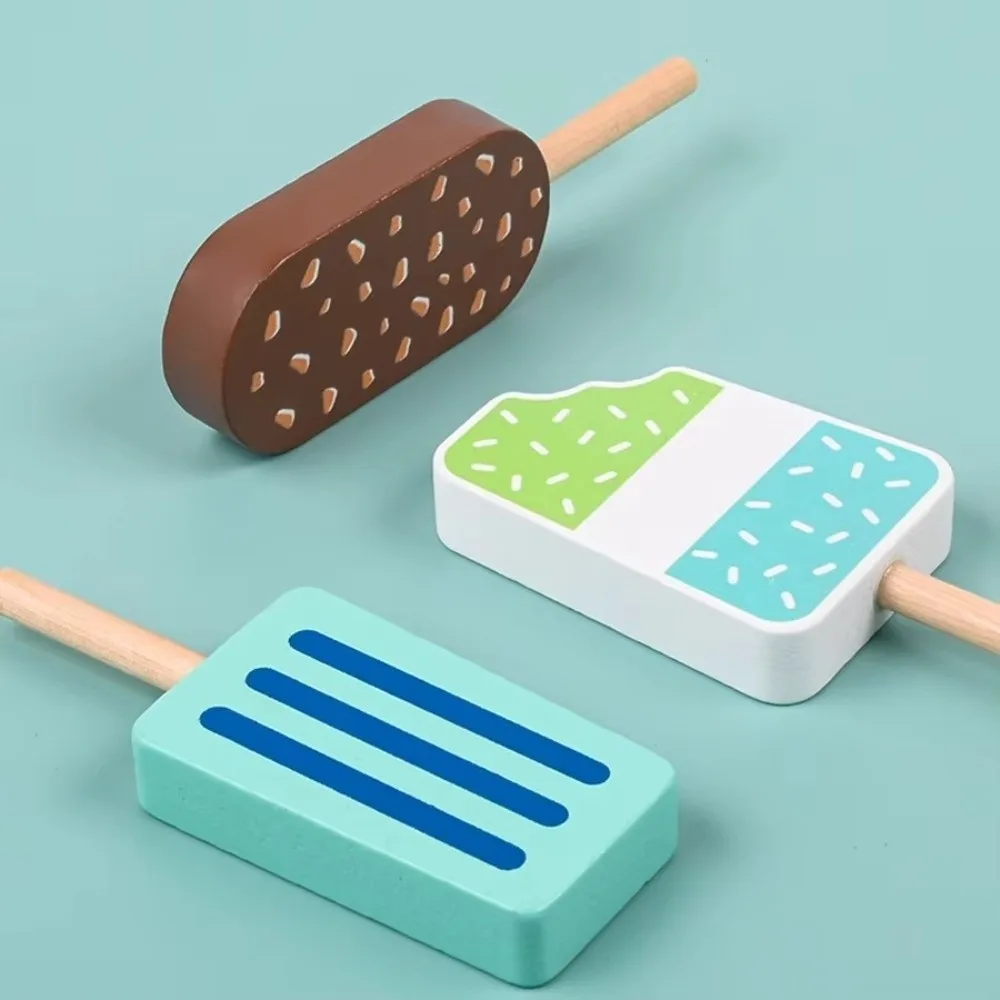 Holiday Gifts Wooden Wooden Ice Cream Set Simulation Fake Pretend Play Educational Artificial Simulation Ice Cream