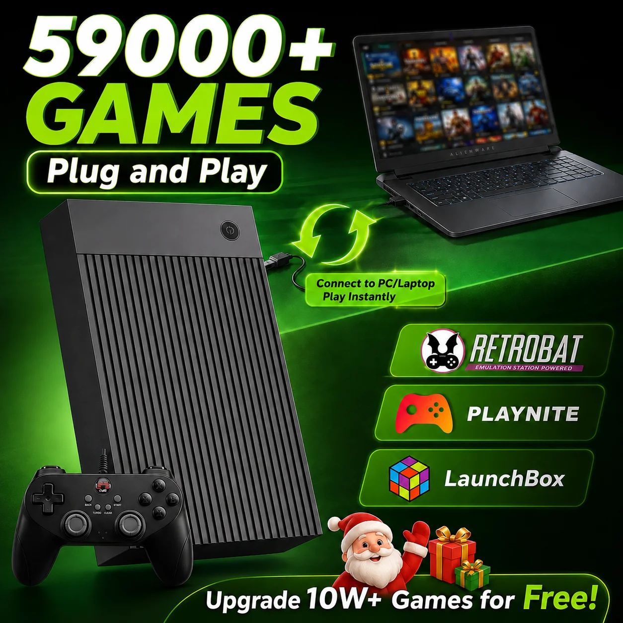 

Hyper Base MIX4T HDD Retro Game Console Retrobat＆Playnite＆Launchbox Emulators for Switch/PS4/PS3/PS2/WiiU 59000+Games Plug＆Play