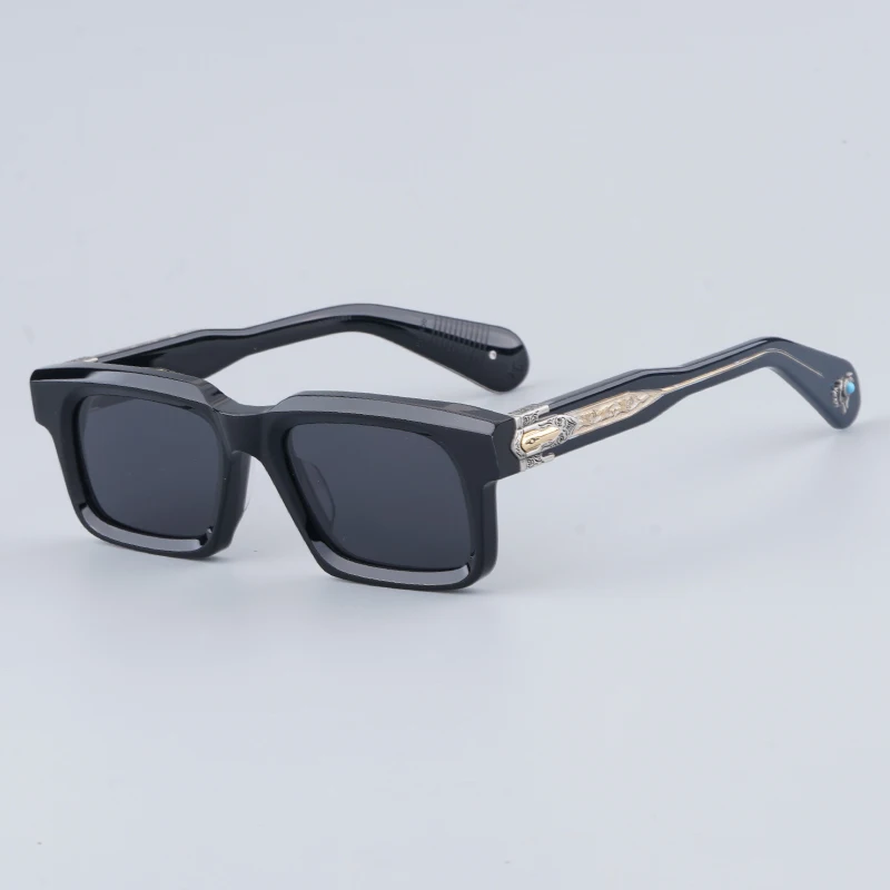 JMM BELVEDERE gafas de sol cuadradas de acetato de calle alta templo tallado hecho a mano marca de diseñador hombres gafas clásicas con estuche