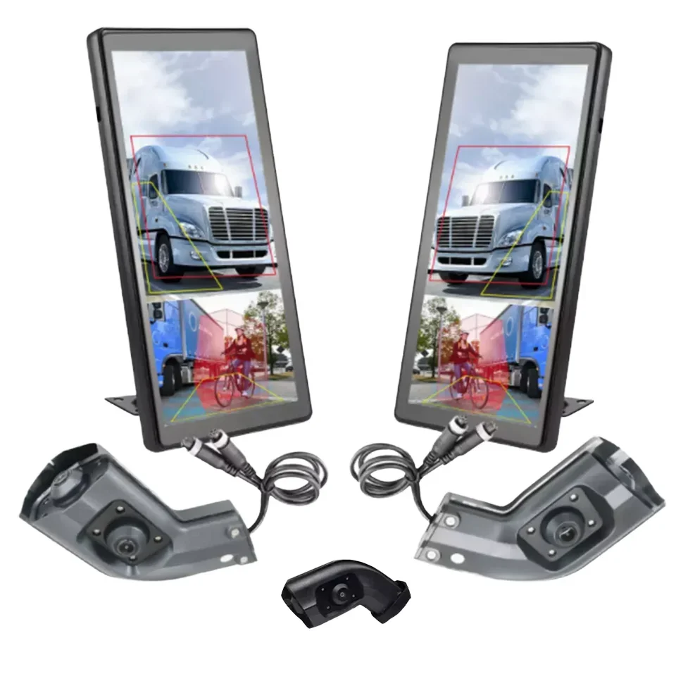 For IPoster Truck Electronic Reverse Mirror Camera 170 Degree 10.36in IPS Touch Screen 2CH DVR for Right Left Side Blind Parking