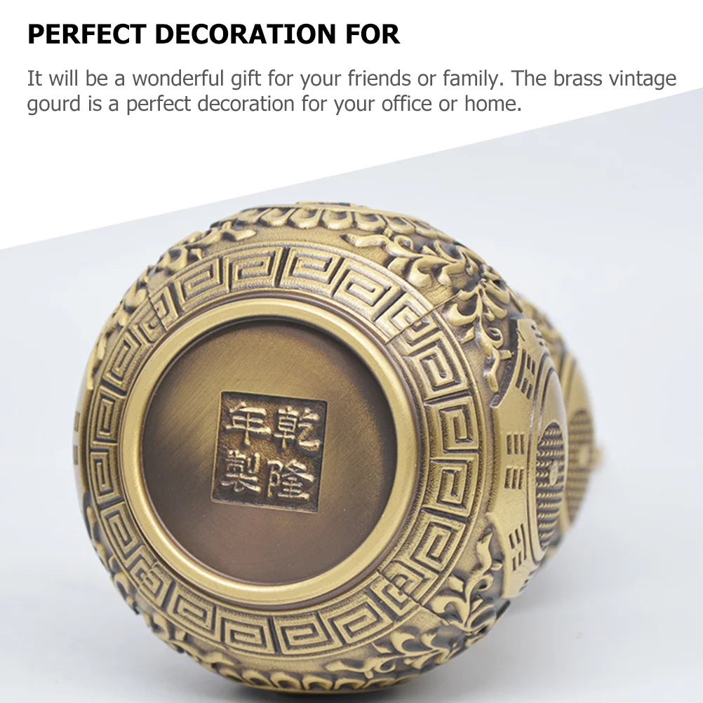 Desktop Gourd Decoration Brass Decorate Office Craft Adorn Cucurbit Perfect Chinese Style Statue