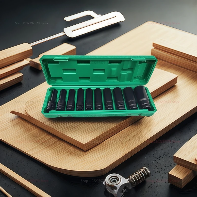 10피스 1/2인치 드라이브 메트릭 임팩트 소켓 세트, 공압 공구 수리 자동차 정비소용 딥 유니버셜 소켓