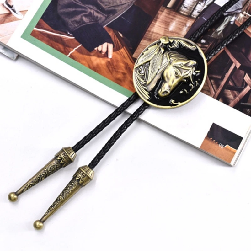 Adjustable Bolo Tie Popular Western Cowboy Teens Men Women Dance Necktie Vintage Shirts Relief Horse Buckle Pendant DropShipping