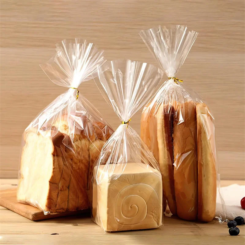 Grandi sacchetti di pane con cravatte 100 pezzi sacchetti di pane sfusi trasparenti per pane fatto in casa sacchetti di plastica da forno sacchetti di imballaggio per pagnotta di pane trasparente