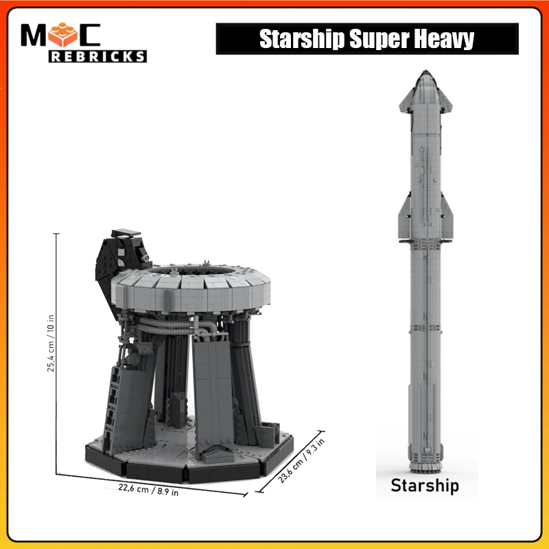 MOC Space Rocket Building Block Super Heavy Starship Orbital Launch Mount DIY Assembly Model Technology Bricks Toys Kid Gifts