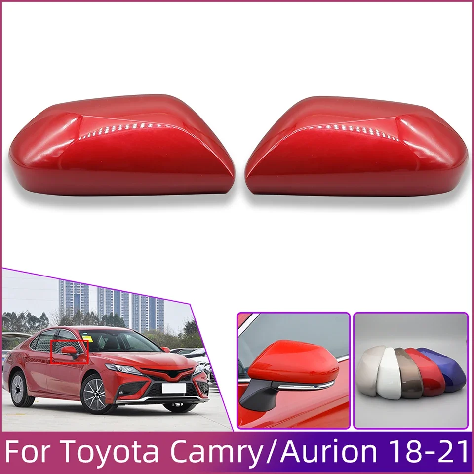 2Pcs Rearview Mirror Cover Cap For Toyota Camry Aurion 2018 2019 2020 2021 Door Wing Side Mirror Lid Housing Shell With Color