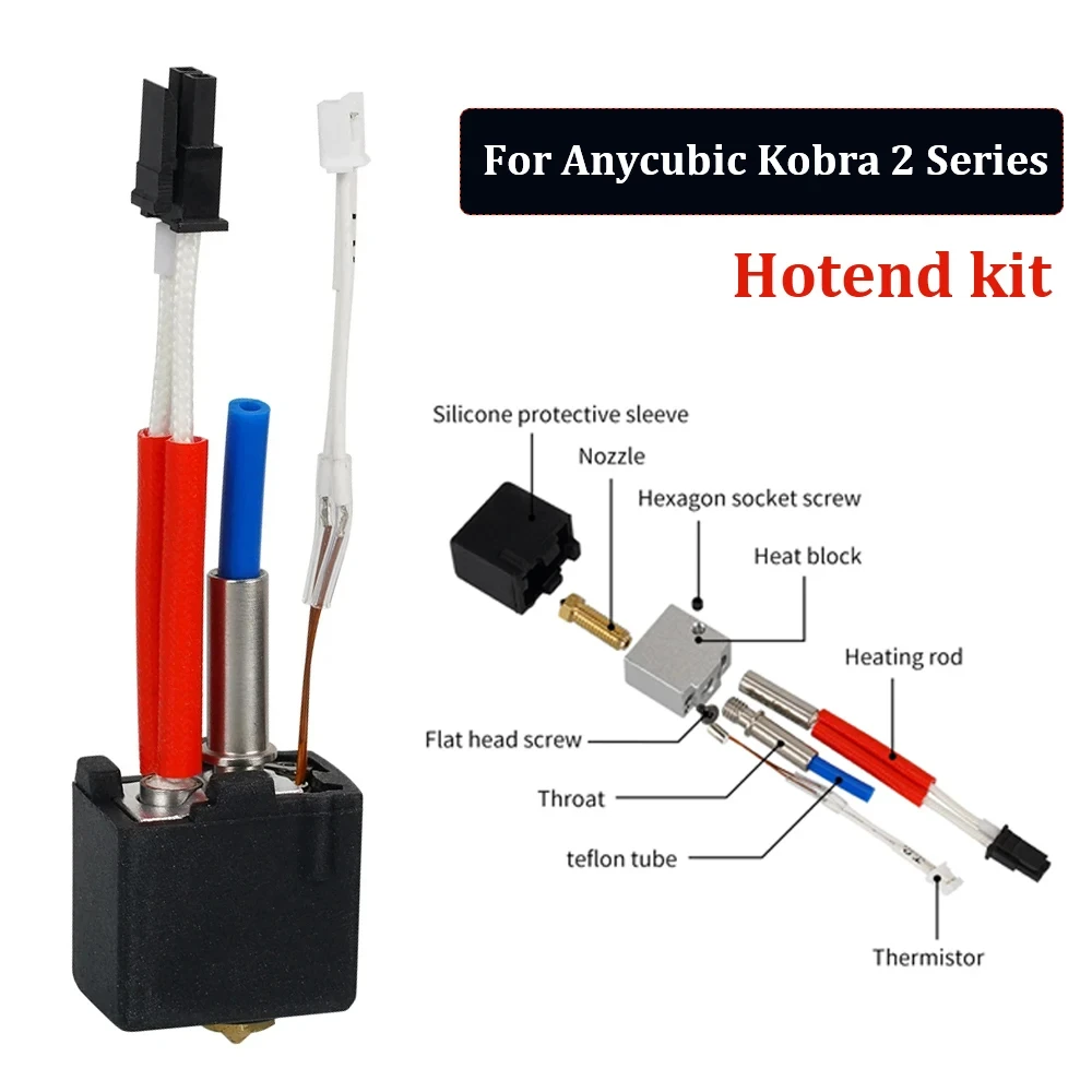 

Upgrade 24V 60W Hotend Kit For Anycubic Kobra 2 Plus/2 Max/2 Neo/2 Pro 3D Printer Head Brass Hard Steel Volcano Nozzle 0.2 0.4