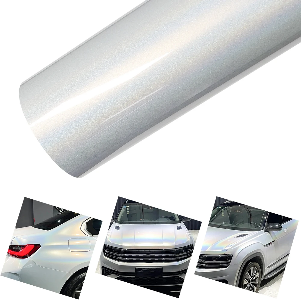 

Car Vinyl Film PET 5D Iridecence laser White Auto Vinyl Wrapping Film Self Adhesive Motorcycle Car Body Decoration Decal Sticker