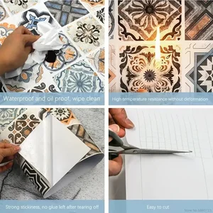 Adesivos de parede autoadesivos do PVC do estilo europeu, prova do óleo, telha do banheiro, papel de parede impermeável do armário, mobília da cozinha, 40cm 8 principais vendas papel de parede largo - №1