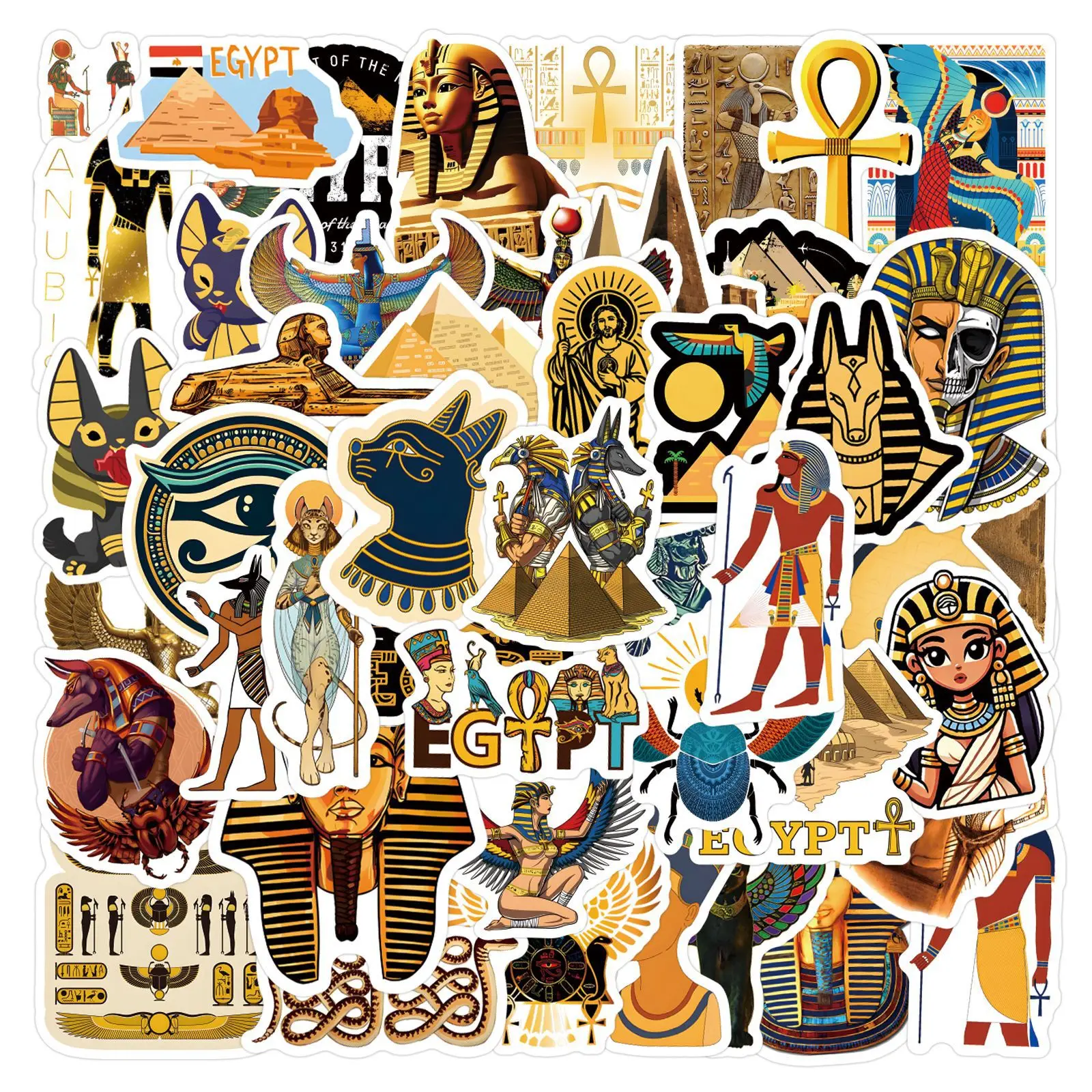 60Pcs Egypt Stickers DIY Stickers Scrapbooking Phone Luggage Skateboard Waterproof Graffiti Decals