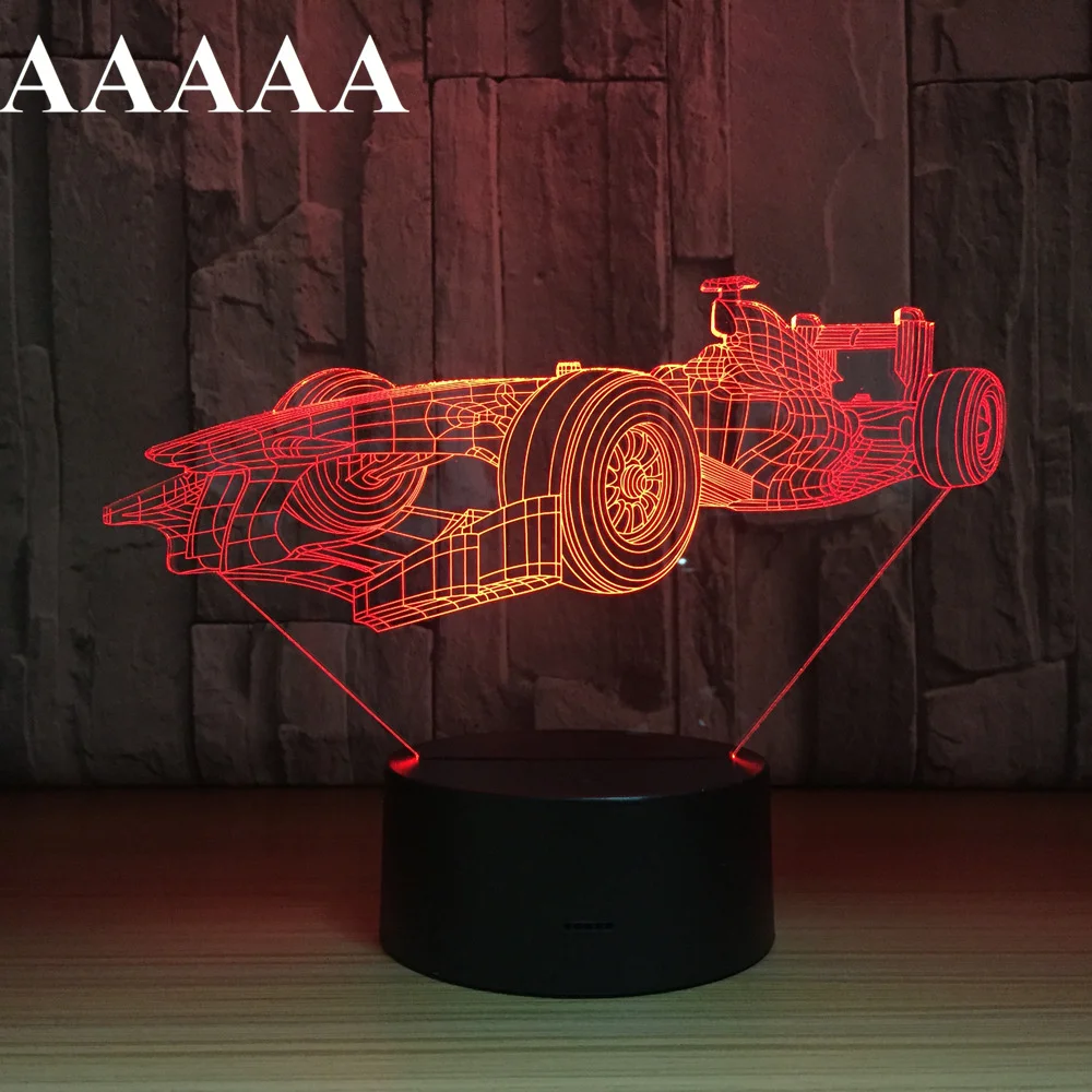 7 Colors Changing Led Night Light 3D F1 Racing Car Modelling Luminarias Modern Bedroom Atmosphere Desk Lamp Usb Decor Kids Gifts